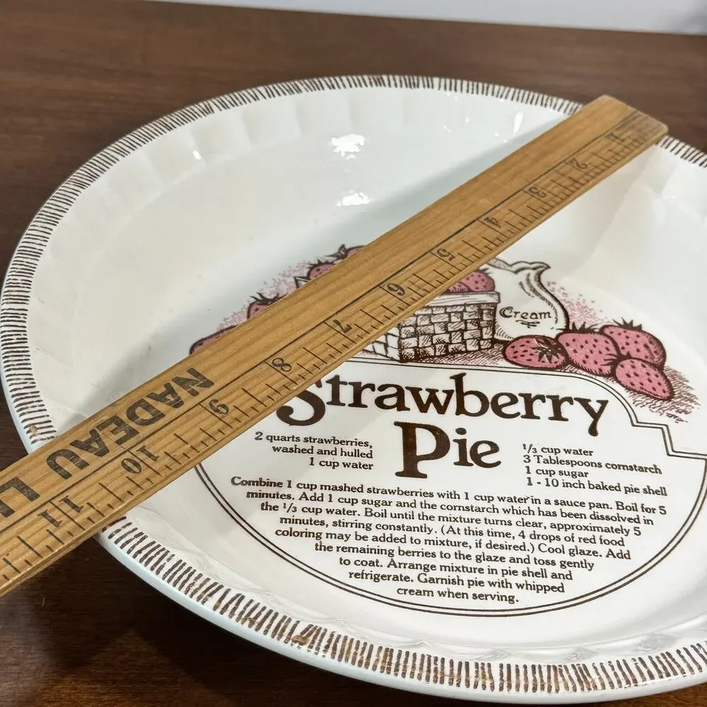 Vintage Strawberry Pie Recipe Plate Dish Baker Royal China Jeannette Ceramic USA